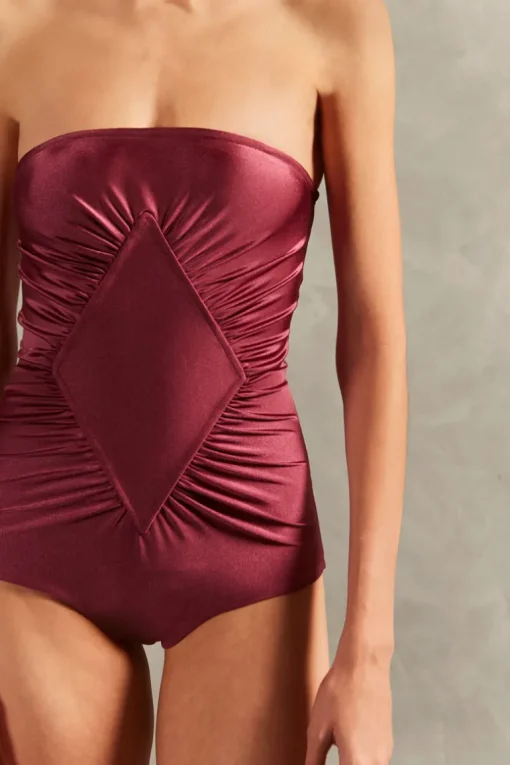 Solid Frilled Strapless Swimsuit