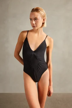 Solid Frilled Swimsuit