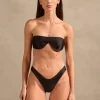 Solid High-Leg Bandeau Bikini