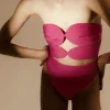 Solid High-Leg Matelasse Swimsuit