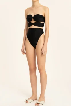 Solid High-Leg Matelasse Swimsuit