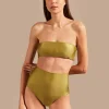 Solid High-Waisted Bandeau Bikini