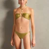Solid Hoops Strapless Bikini
