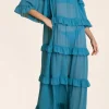 Solid Long Dress With Ruffles
