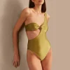 Solid One-Shoulder Swimsuit