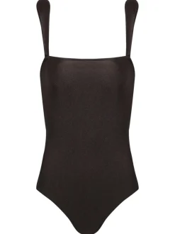 Solid Shoulder-Pad Swimsuit