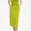 Solid Strapless Midi Dress With Double Knot