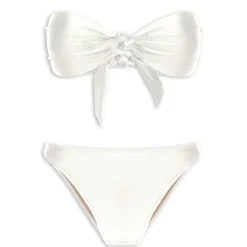 Spray Of Flower Solid High-Leg Strapless Bikini