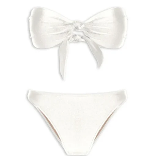 Spray Of Flower Solid High-Leg Strapless Bikini