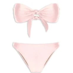 Spray Of Flower Solid High-Leg Strapless Bikini