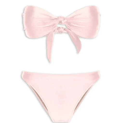 Spray Of Flower Solid High-Leg Strapless Bikini