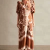 Spray Of Flower V-Neck Long Dress