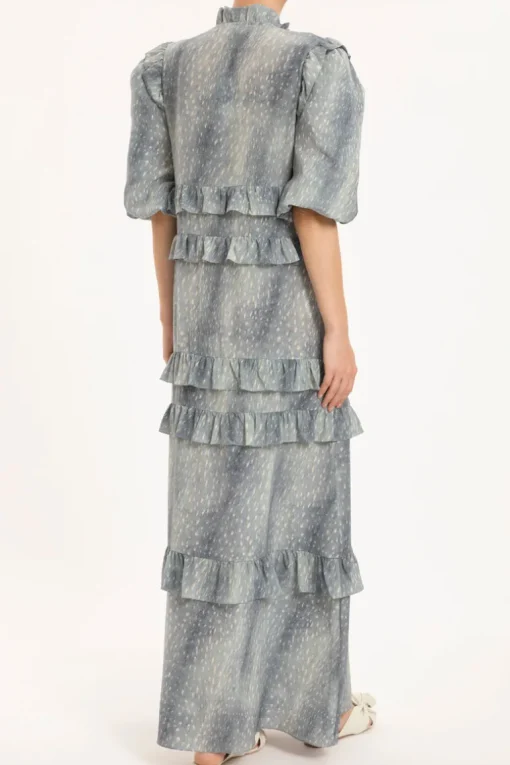 Stone Ruffled Long Dress