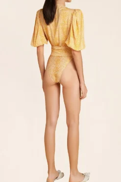 Tortoise V-Neck Bodysuit With Belt