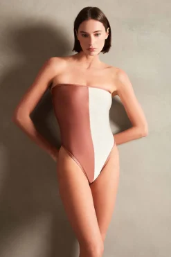 Vintage Orchid Bicolor Strapless Swimsuit
