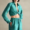 Vintage Orchid Solid Cropped Knot Shirt