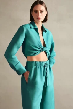 Vintage Orchid Solid Cropped Knot Shirt