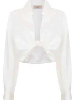 Vintage Orchid Solid Cropped Knot Shirt