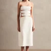 Vintage Orchid Solid Strapless Cut-Out Midi Dress