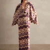 Vintage Waves V-Neck Long Dress