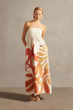 Algae Strapless Long Dress
