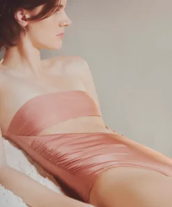 Arisaema Solid High-Leg Strapless Swimsuit