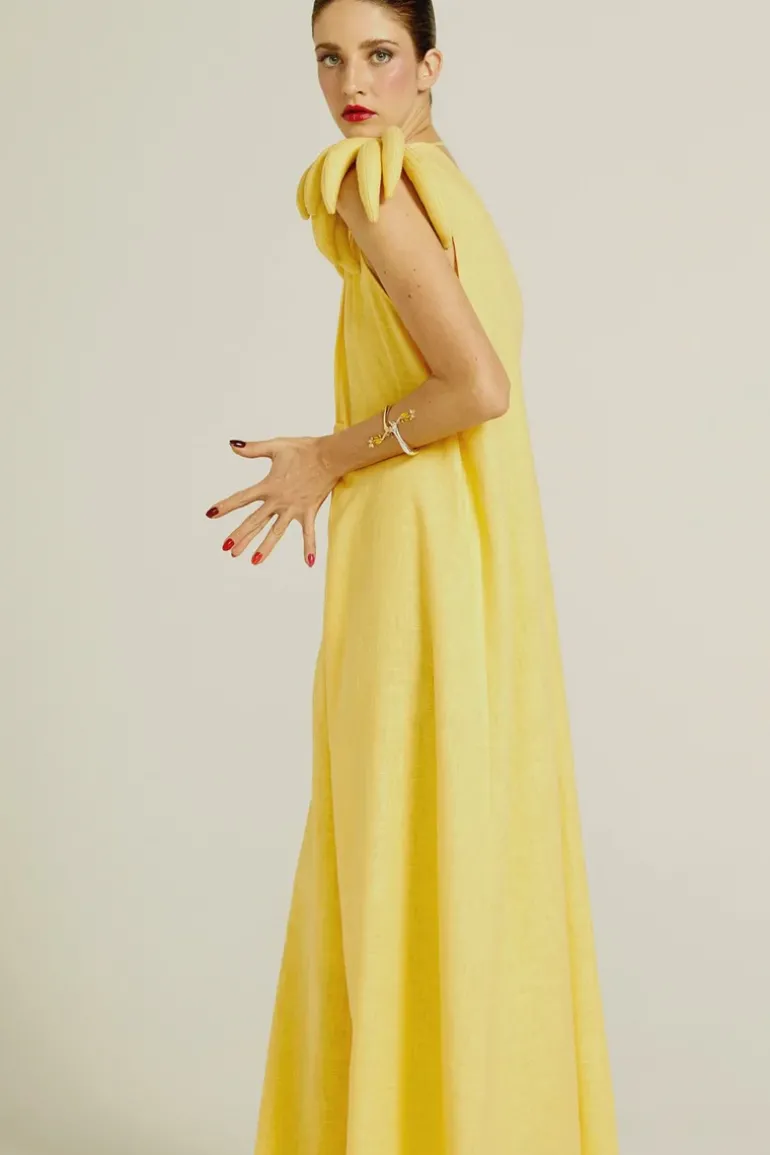 Banana Long Dress with Bananas Detail