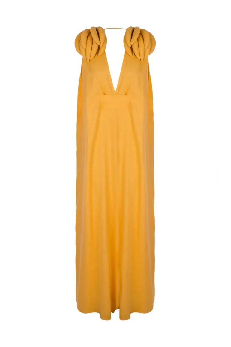 Banana Long Dress with Bananas Detail