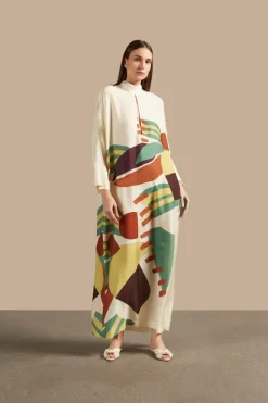 Bananeira High-Collar Long Dress