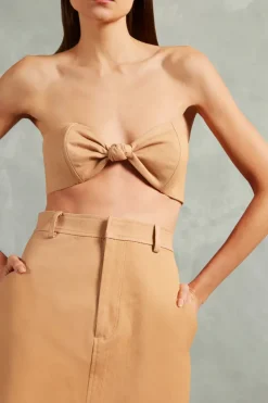 Bicolor Solid Midi Skirt