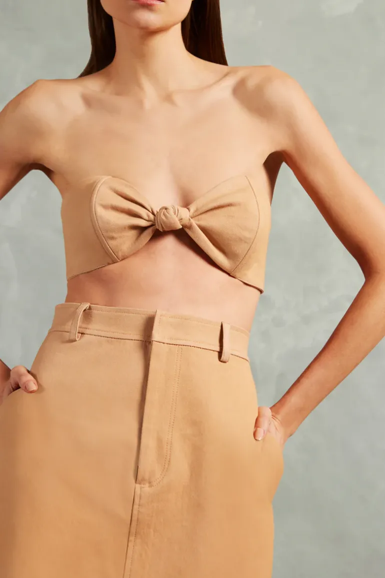 Bicolor Solid Midi Skirt