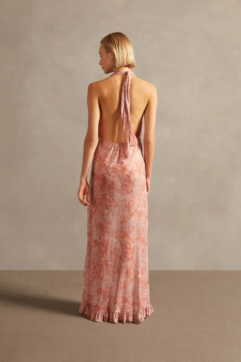 Bulles De Mer Halterneck Long Dress