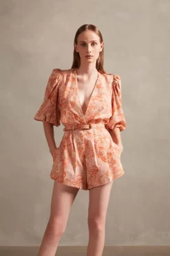 Bulles De Mer Puff Sleeve Playsuit