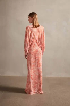 Bulles De Mer Puff Sleeve Long Dress