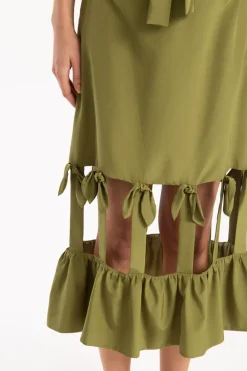 Cherry Bomb Solid Cut-Out Midi Skirt