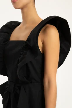 Cherry Bomb Solid Ruffled Long Dress