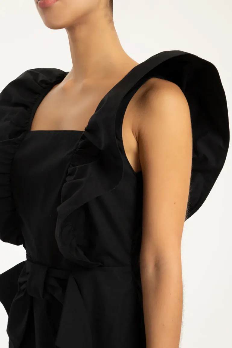 Cherry Bomb Solid Ruffled Long Dress