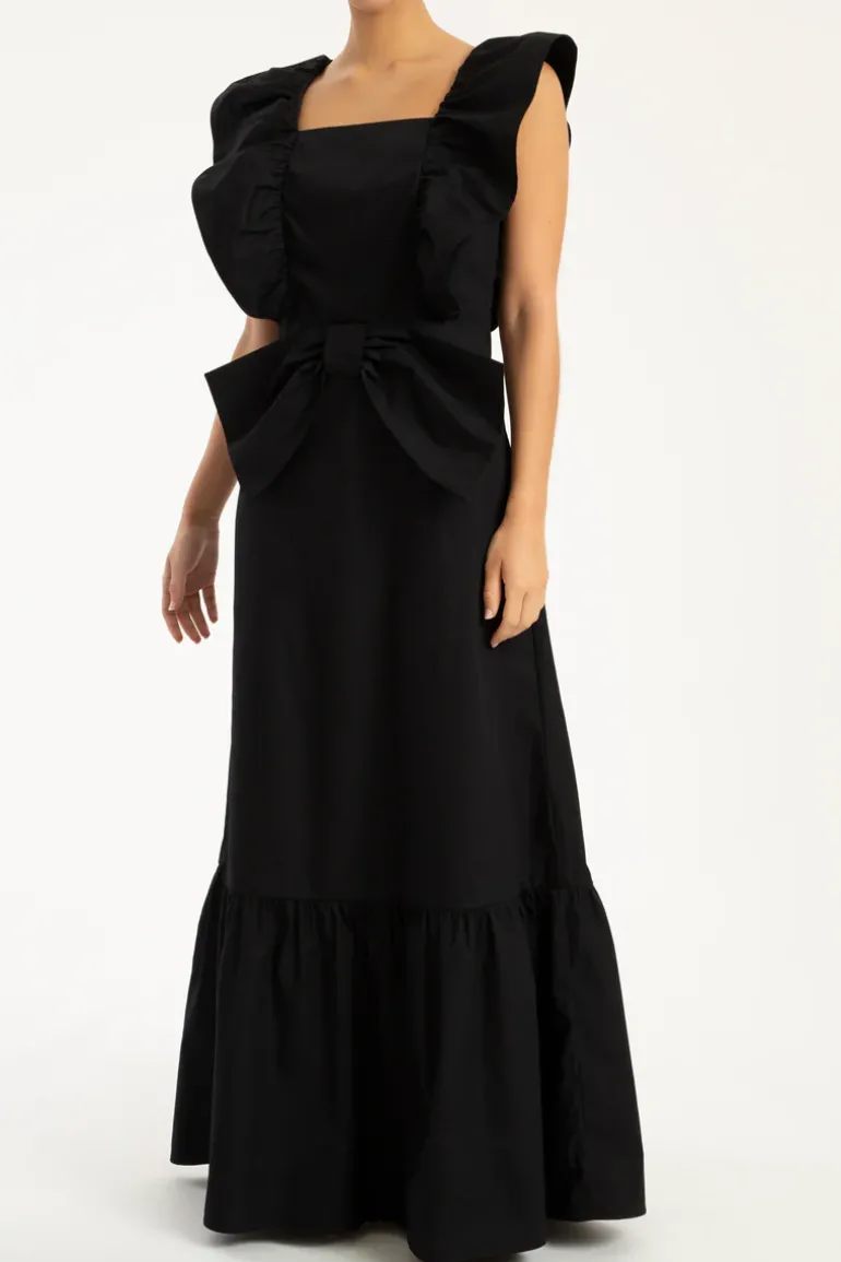 Cherry Bomb Solid Ruffled Long Dress