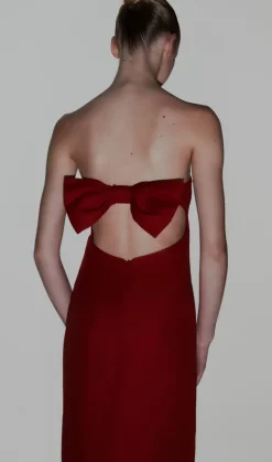 Cherry Bomb Solid Strapless Long Dress