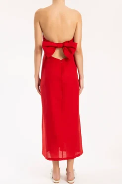 Cherry Bomb Solid Strapless Long Dress