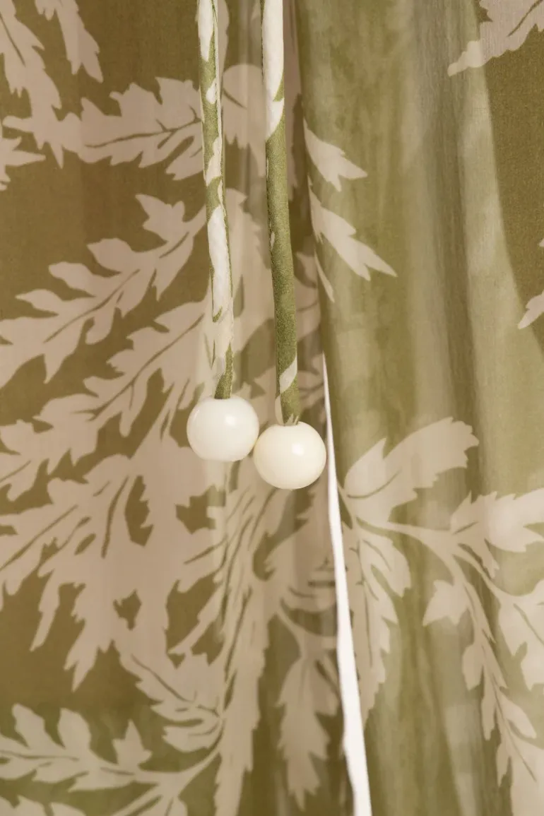 Classic Foliage V-Neck Ruffled Jumpsuit