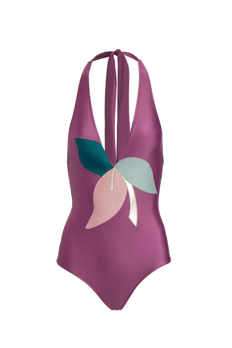 Colorful Flowers Halterneck Swimsuit