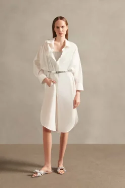 Cotton Chambray Midi Chemise Dress