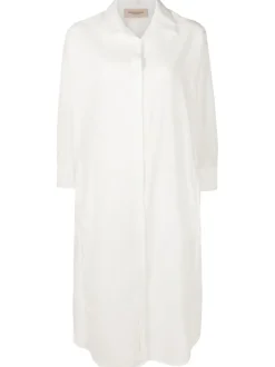 Cotton Chambray Midi Chemise Dress