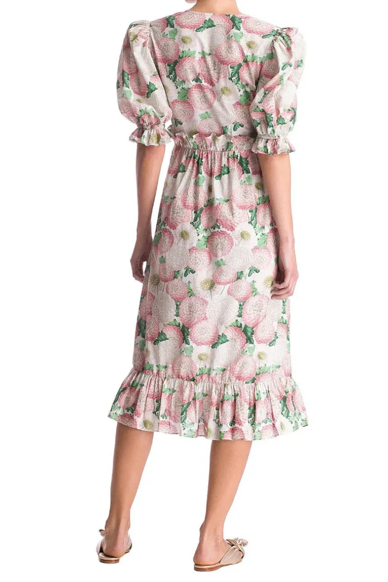 Dahlia Midi Dress With Puff Sleeves