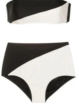 Deco Bicolor High-Waisted Bandeau Bikini