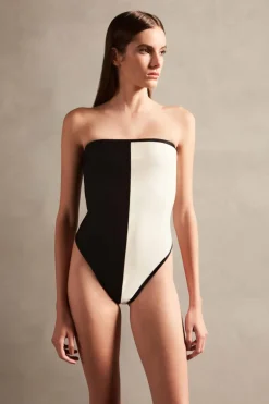 Deco Bicolor Strapless Swimsuit