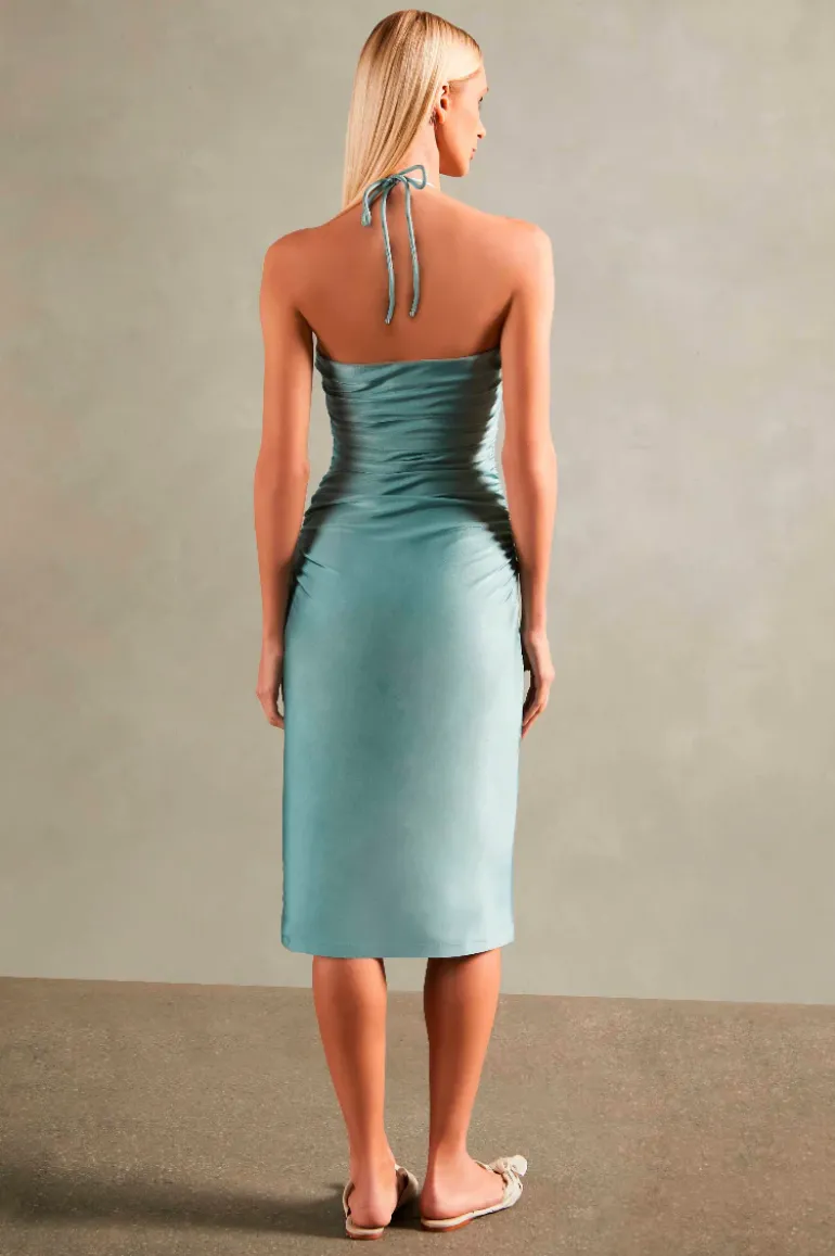 Deco Solid Frilled Midi Dress