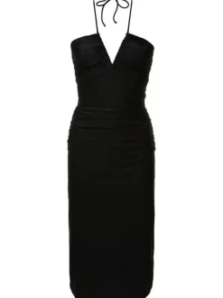 Deco Solid Frilled Midi Dress