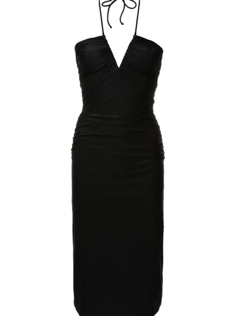 Deco Solid Frilled Midi Dress